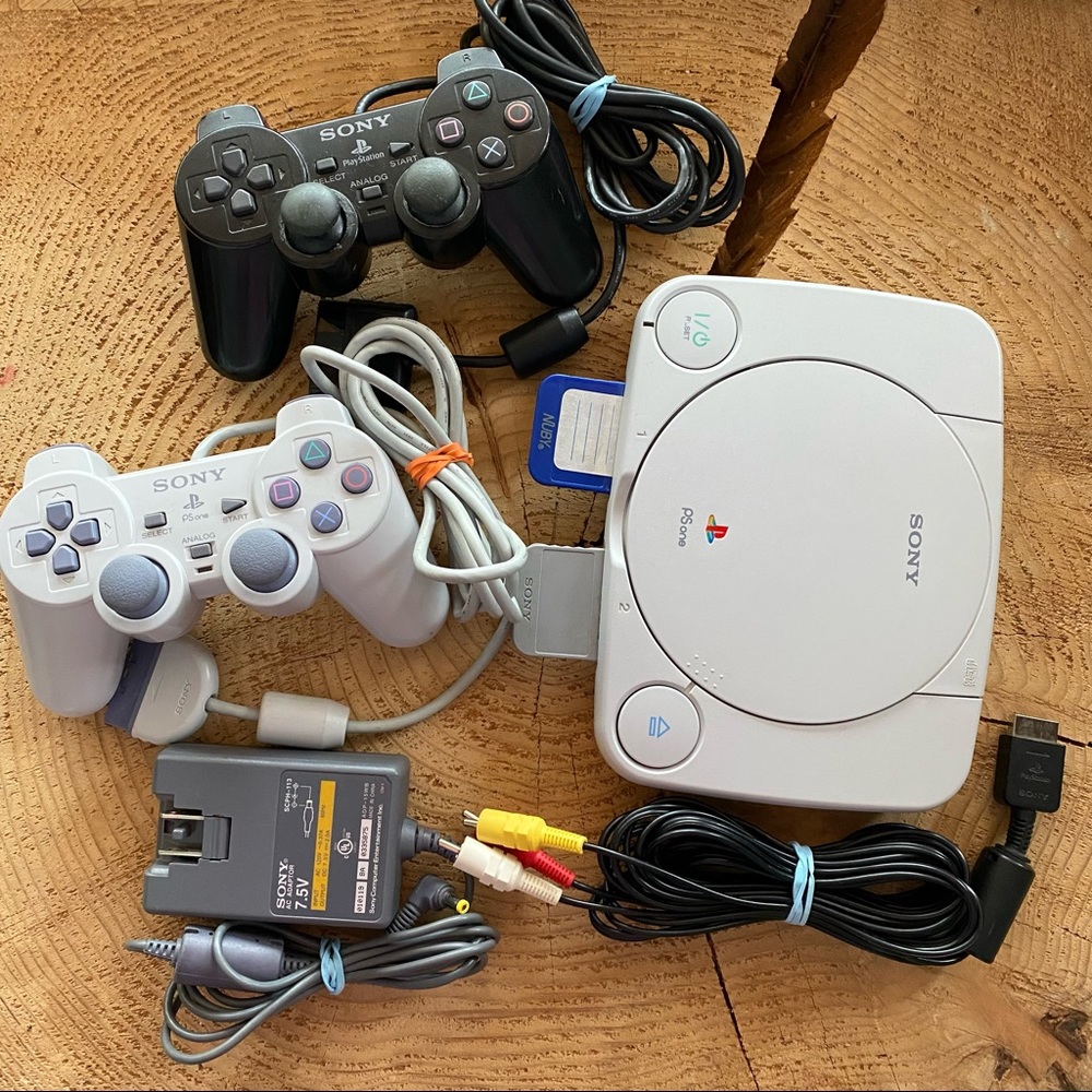 Play Station One SLIM with Two Controllers!